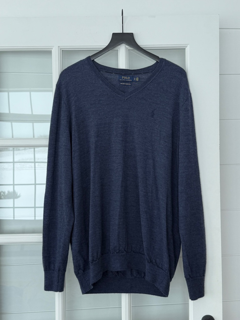 Ralph Lauren 100% Wool Dark Navy V-Neck Sweater